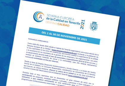 El Cabildo de Tenerife anima a participar activamente en los actos de la nueva edici&oacute;n de la Semana Europea de la Calidad que se desarrollar&aacute; durante el mes de noviembre