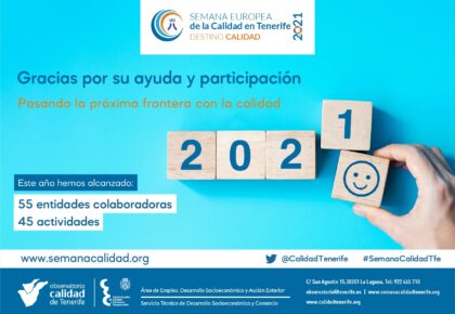 El Observatorio de la Calidad de Tenerife agradece el apoyo y la participaci&oacute;n de las entidades colaboradoras en la Semana Europea de la Calidad 2021