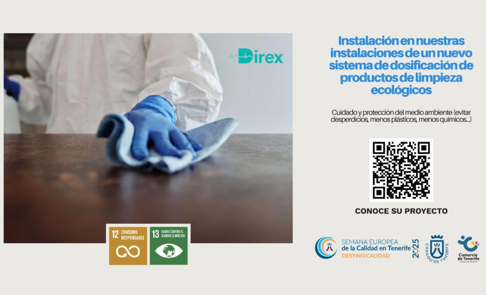 Instalación en nuestras instalaciones de un nuevo sistema de dosificación de productos de limpieza ecológicos. ODS: 12, 13. Direx