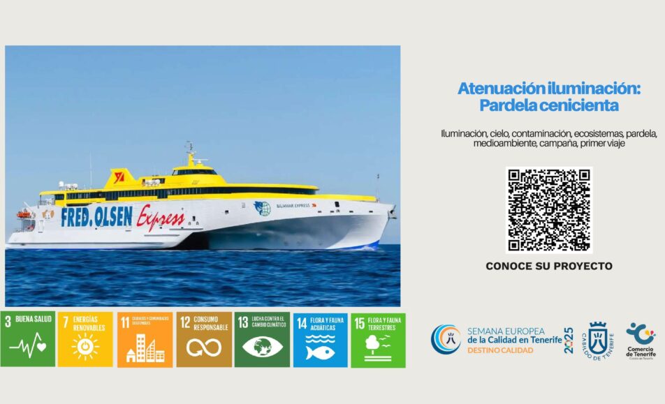 Atenuación iluminación: Pardela cenicienta. ODS: 3, 7, 11, 12, 13, 14, 15. Fred. Olsen Express